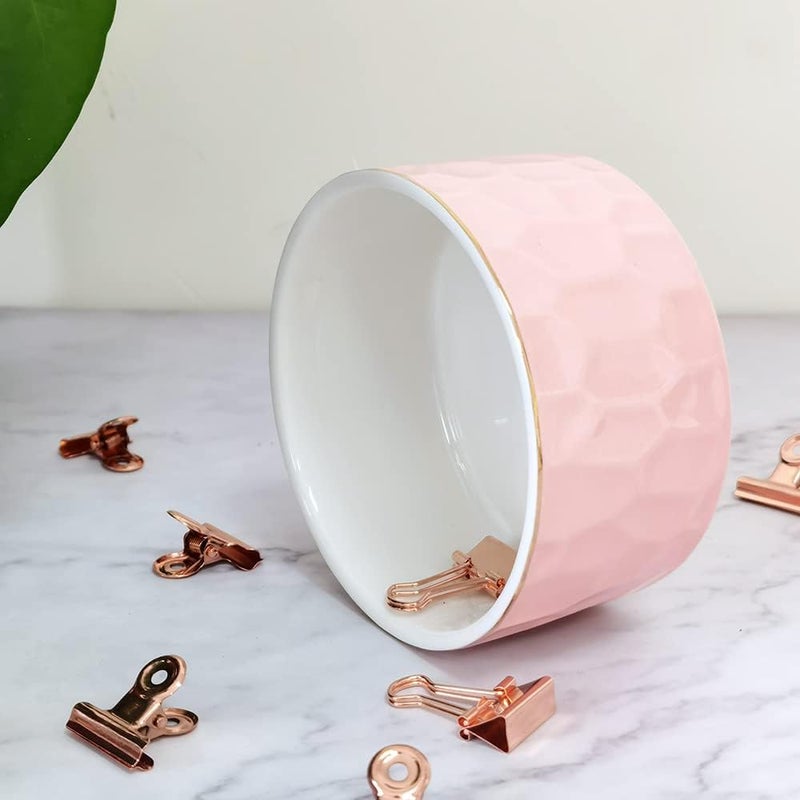 CROWNOS Paper Clip Holder, Ceramic Paperclip Holders, Paper Clip Organizer for Desk, Cute Paper Clip Dispenser, Pink - Image 3
